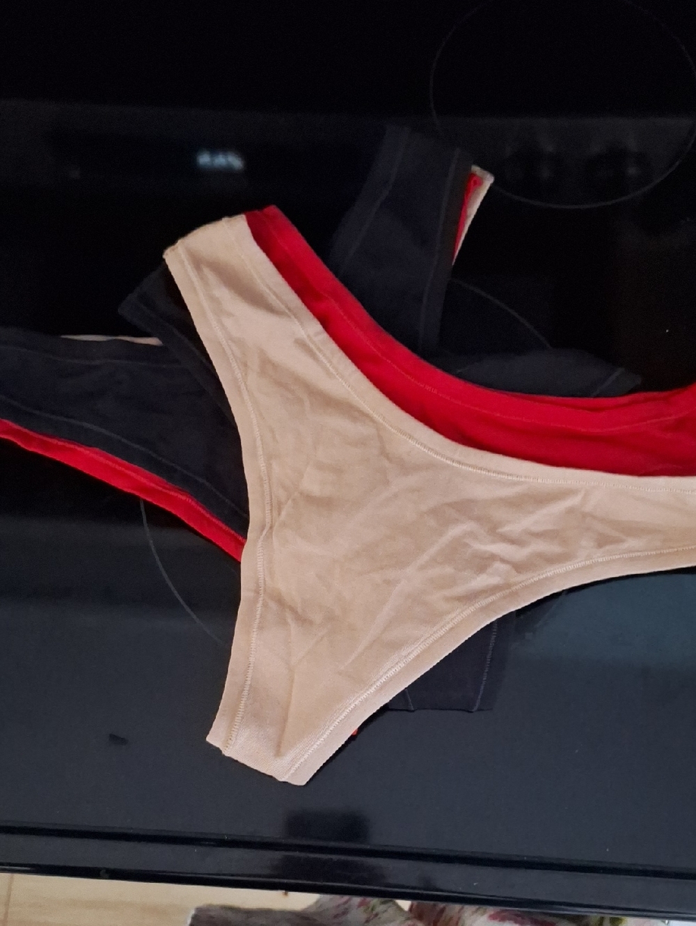 Quince Organic Cotton Thong (6-pack) Black Red Tan  S NEW